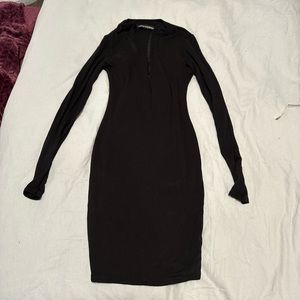 Naked wardrobe midi long sleeve zipper dress M